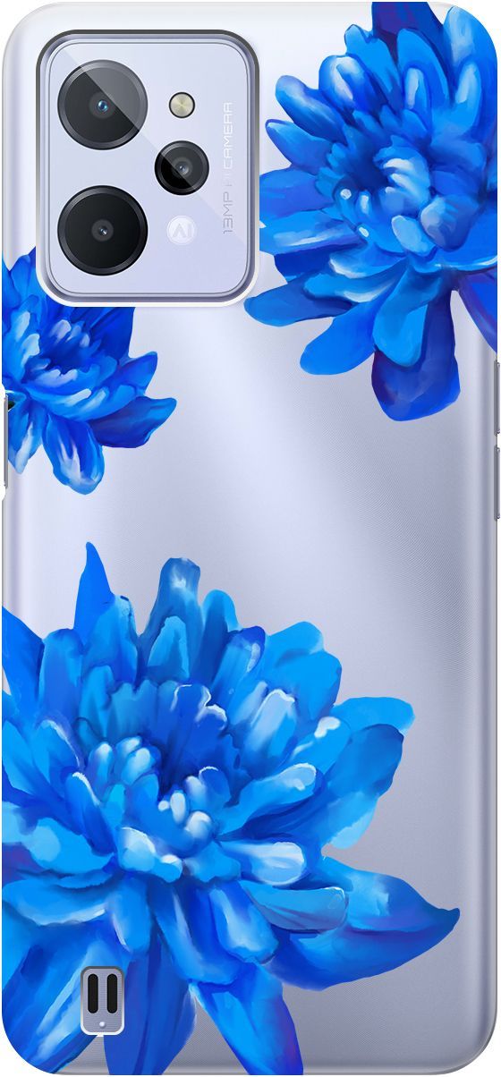 

Силиконовый чехол на realme C31 с 3D принтом "Amazing Asters" прозрачный, Прозрачный;голубой, 1571000