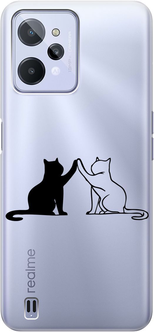 

Силиконовый чехол на realme C31 с 3D принтом "Cats" прозрачный, Прозрачный;черный, 1571000