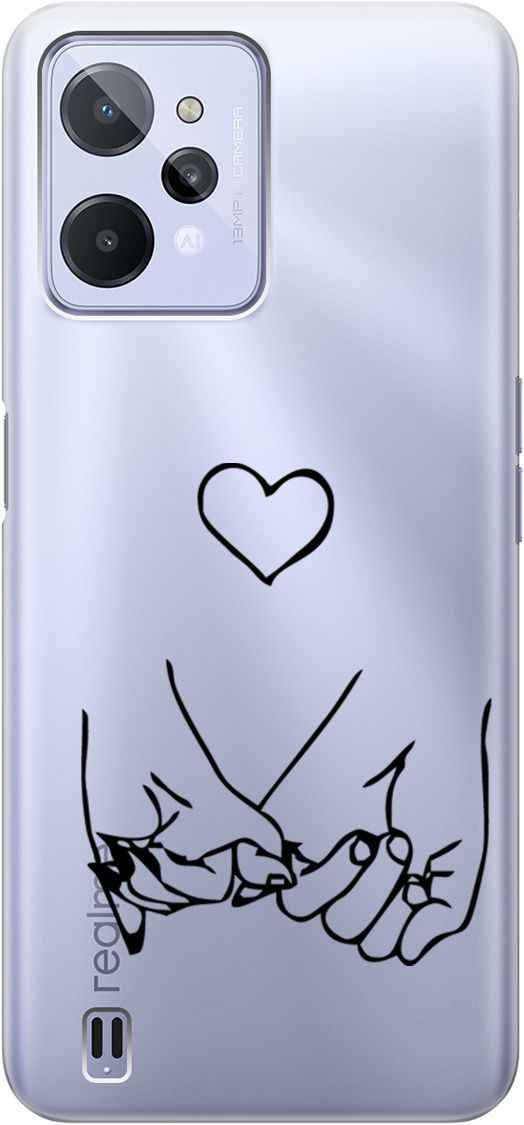

Силиконовый чехол на realme C31 с 3D принтом "Lovers Hands" прозрачный, Прозрачный;черный, 1571000