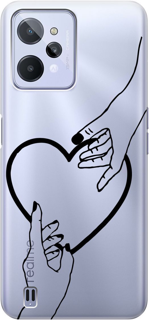 

Силиконовый чехол на realme C31 с 3D принтом "Hands" прозрачный, Прозрачный;черный, 1571000