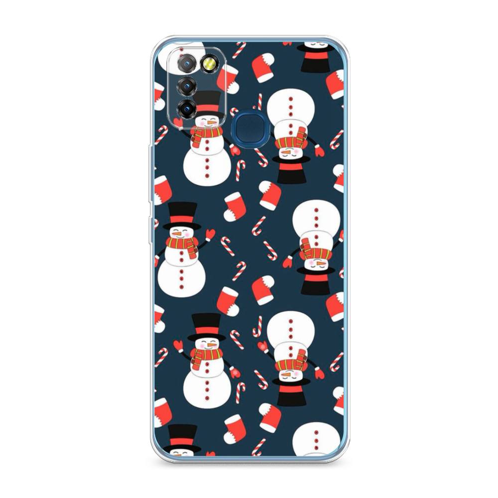 

Чехол на Infinix HOT 10 Lite "Синие снеговики", Синий;белый;красный, 3100350-5