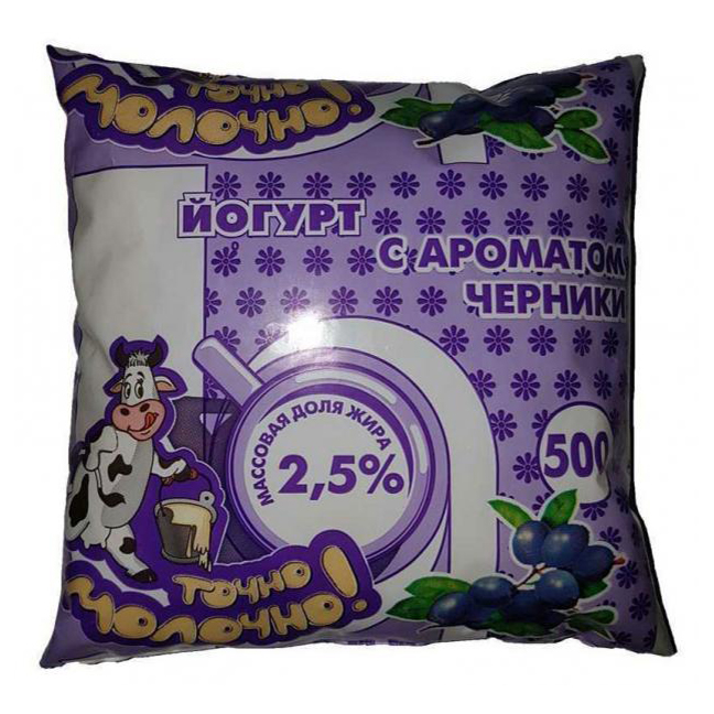 

Питьевой йогурт Точно молочно! с черникой 2,5% 450 г