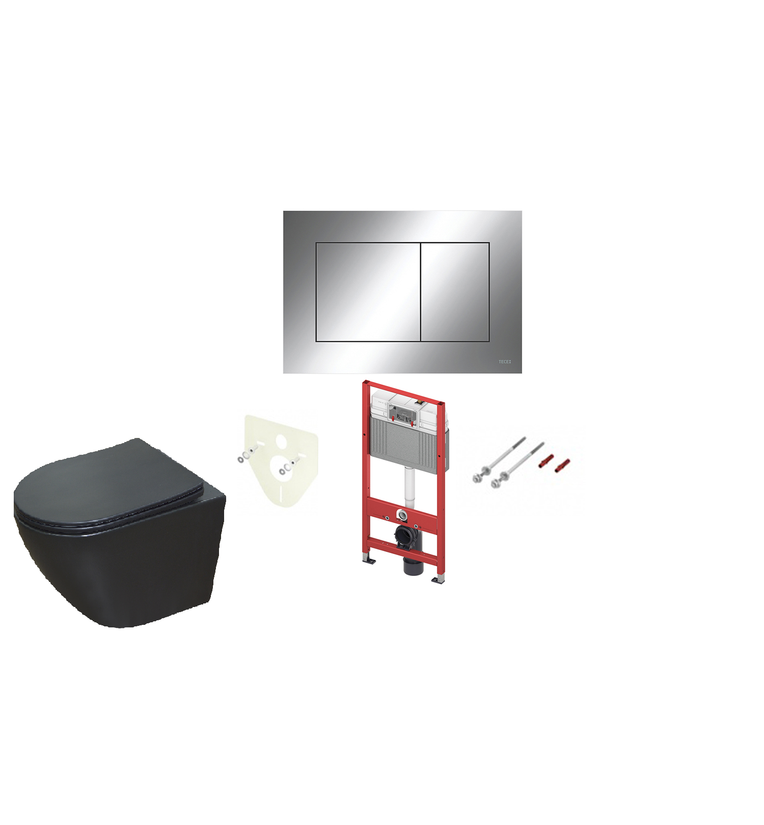 

Комплект инсталляция Tece кнопка хром квадрат+унитаз подвесной Azario Gloria AZ-2003 MB