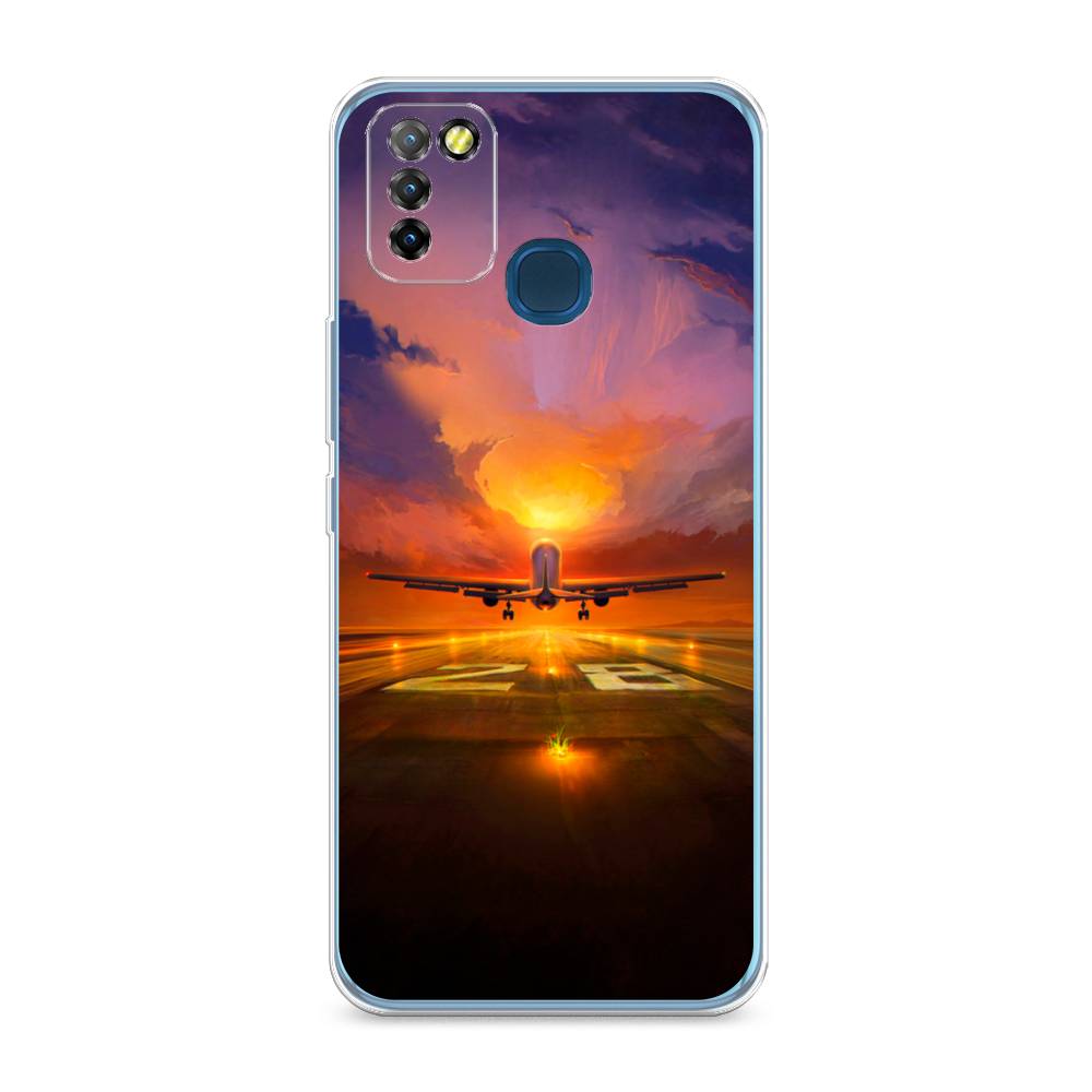 

Чехол на Infinix HOT 10 Lite "Самолет на посадке", Оранжевый;синий, 3100350-6