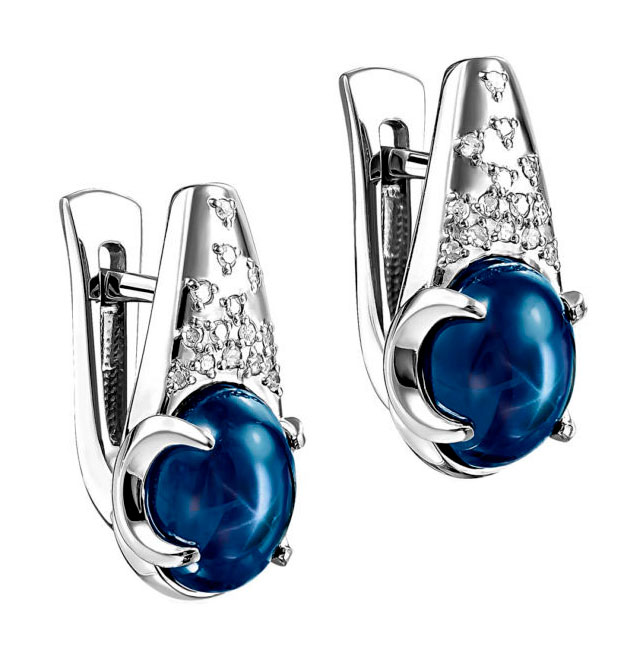 

Серьги из белого золота с сапфиром/бриллиантом Kabarovsky 12-11100-1400, 12-11100-1400