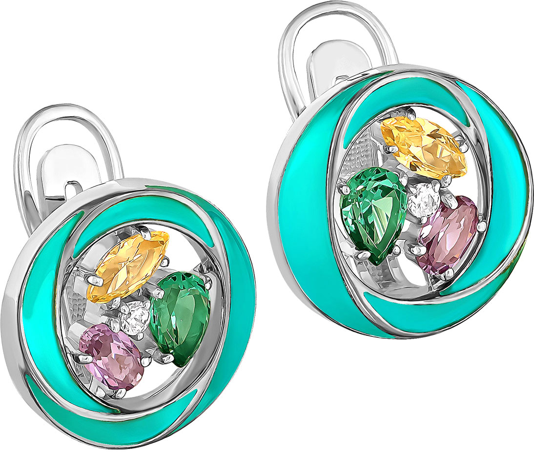 

Серьги из серебра с ситалом/фианитом swarovski Kabarovsky 12-160-7413, 12-160-7413