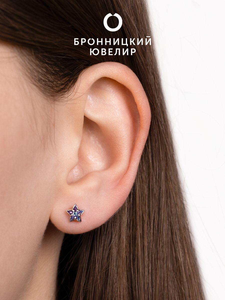 

Серьги из серебра Бронницкий ювелир с-1000-1-001VL, Swarovski, с-1000-1-001VL