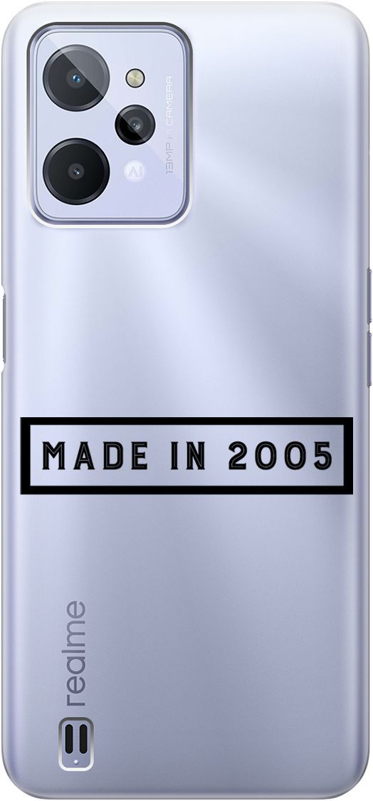 

Силиконовый чехол на realme C31 с 3D принтом "2005" прозрачный, Прозрачный;черный, 1571000