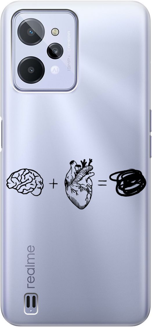 

Силиконовый чехол на realme C31 с 3D принтом "Brain Plus Heart" прозрачный, Прозрачный;черный, 1571000