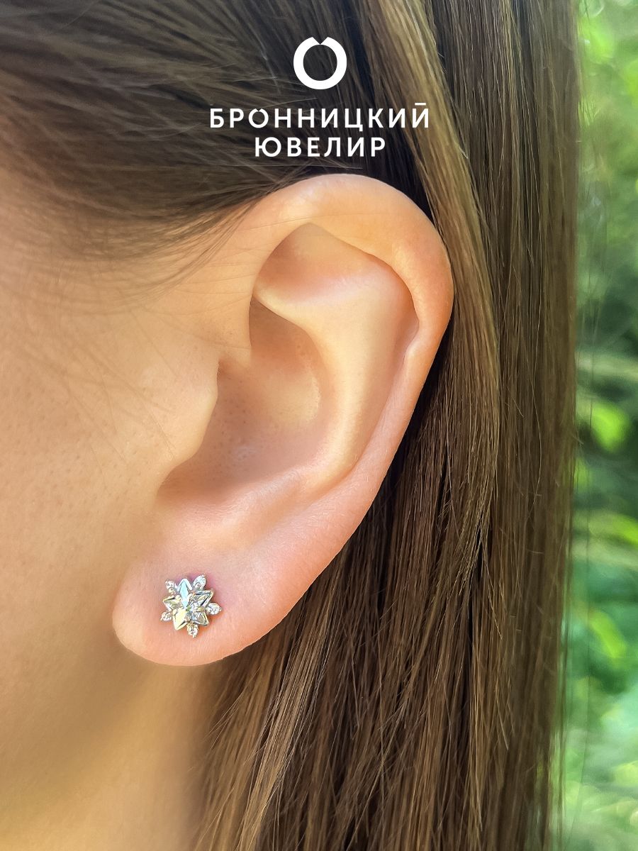 

Серьги из серебра Бронницкий ювелир с-1009-1-001BLSH, Swarovski, с-1009-1-001BLSH