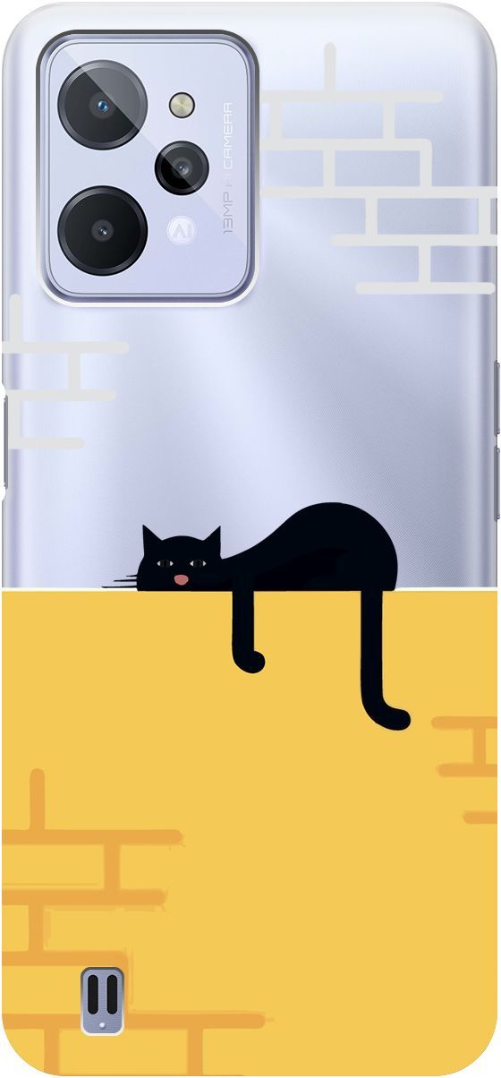 

Силиконовый чехол на realme C31 с 3D принтом "Lazy Cat" прозрачный, Прозрачный;желтый, 1571000