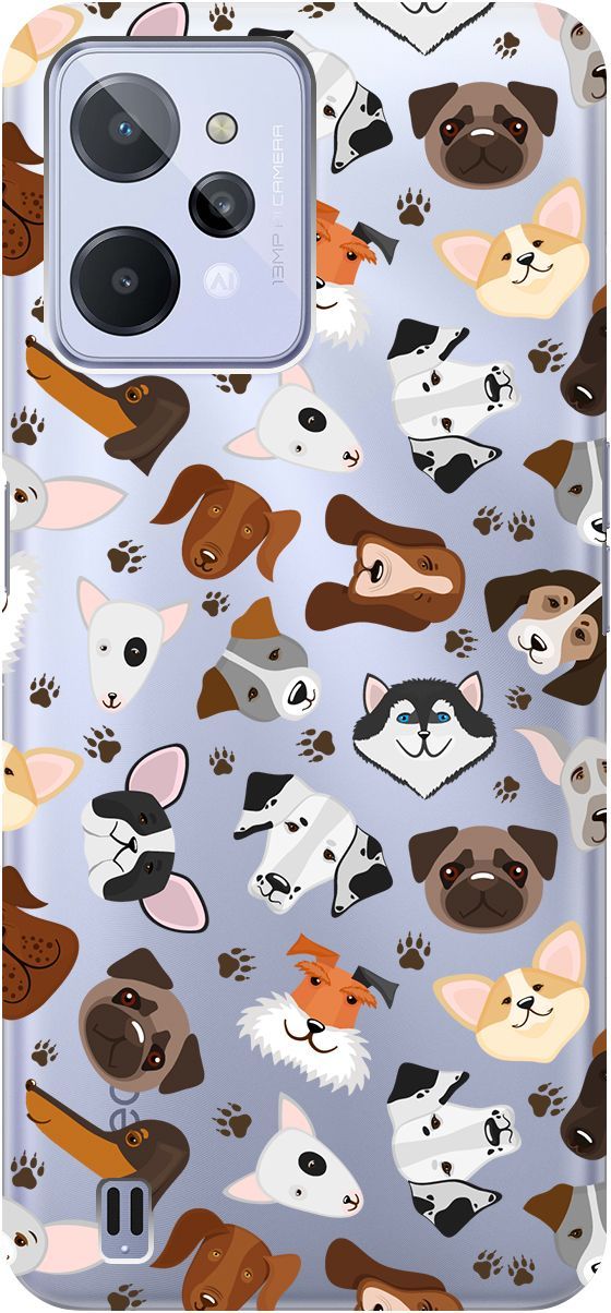 

Силиконовый чехол на realme C31 с 3D принтом "Dogs Pattern" прозрачный, Прозрачный;коричневый, 1571000