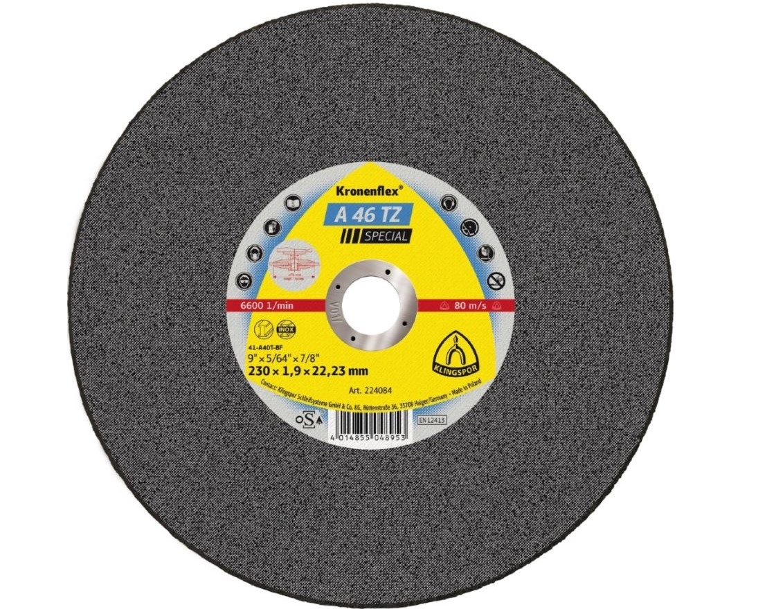 

Диск отрезной абразивный Klingspor 224084, 230х1.9х22 Kronenflex A 46 TZ Special (224084)