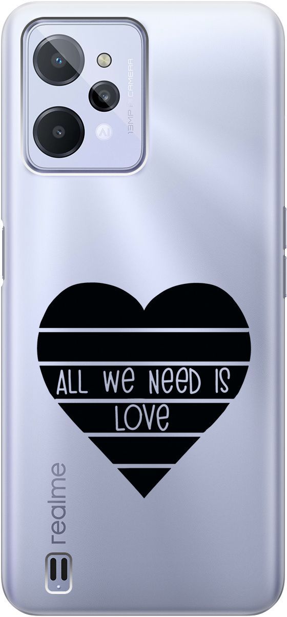 

Силиконовый чехол на realme C31 с 3D принтом "All We Need is Love" прозрачный, Прозрачный;черный, 1571000