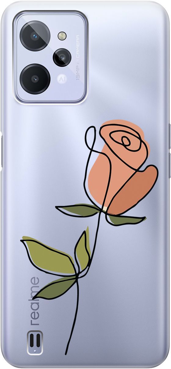 

Силиконовый чехол на realme C31 с 3D принтом "Rose" прозрачный, Прозрачный;зеленый, 1571000