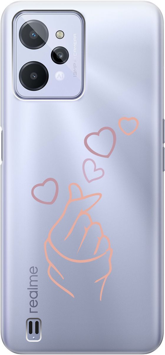 

Силиконовый чехол на realme C31 с 3D принтом "K-Heart" прозрачный, Прозрачный;розовый, 1571100