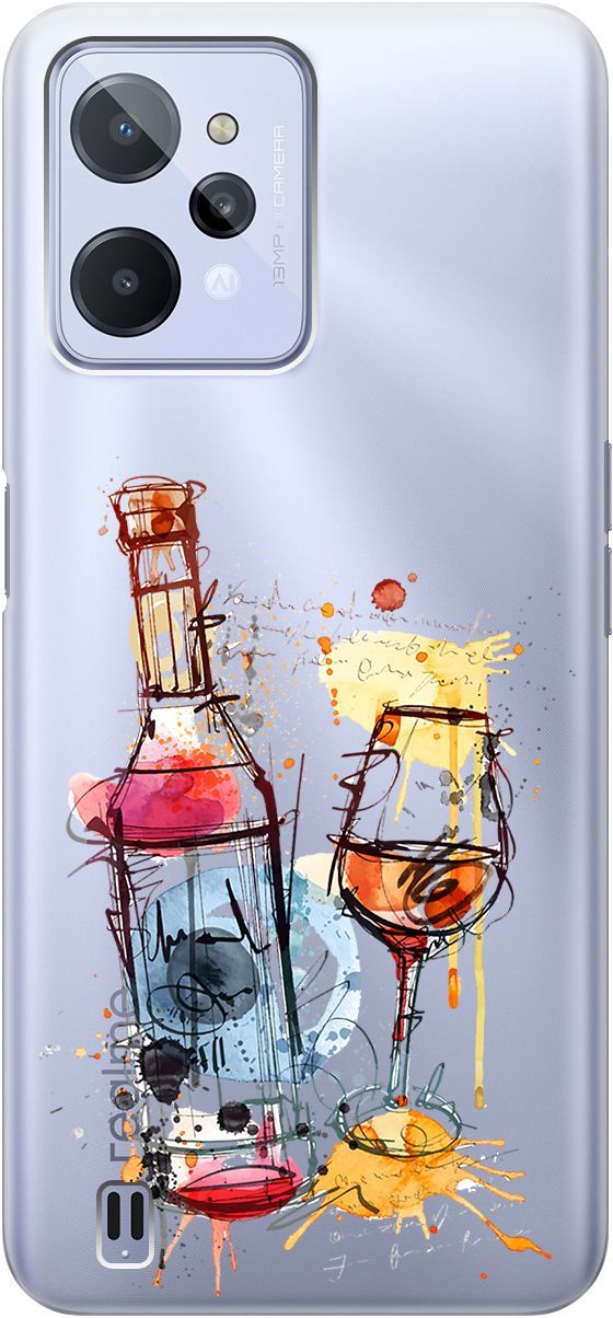 

Силиконовый чехол на realme C31 с 3D принтом "Aquarelle Wine" прозрачный, Прозрачный;красный, 1571100