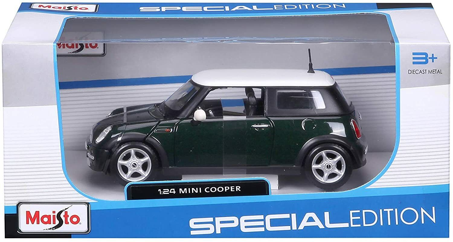Машинка Maisto 1:24 - Mini Cooper темно-зеленый 31219 машинка maisto темно синяя jeep wrangler rubicon 1 27