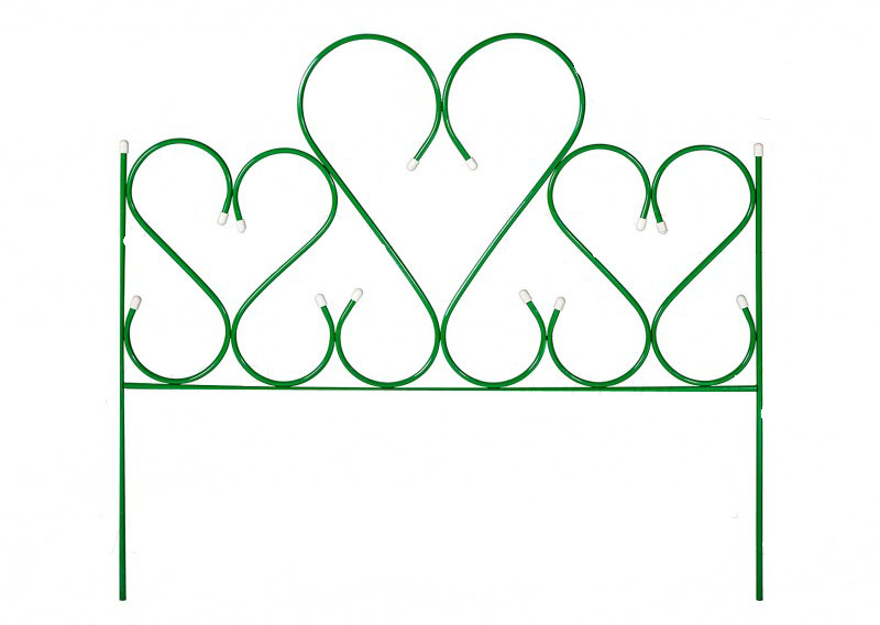 Заборчик декоративный Амурный большой зеленый, размер 90х100 см (по 5 секций в комплекте)