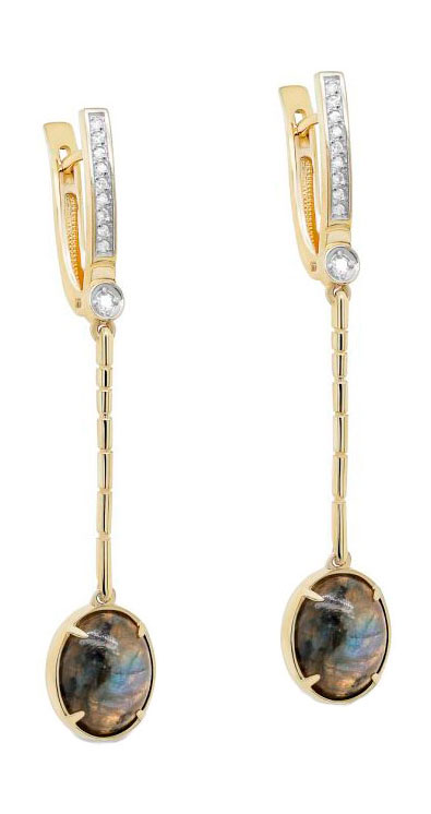 

Серьги из желтого золота с бриллиантом/лабрадоритом Kabarovsky 12-21386-6500, 12-21386-6500