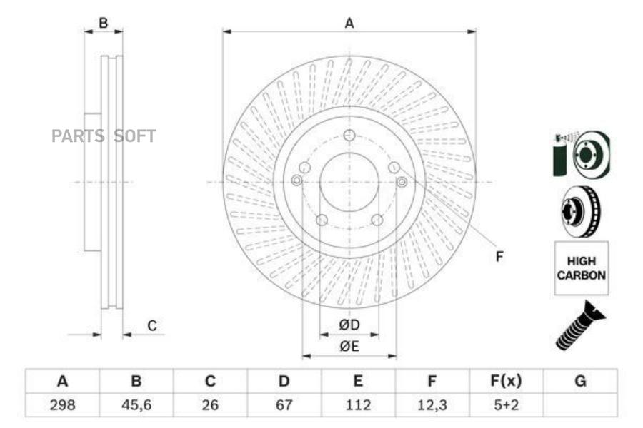 Диск Тормозной Ssangyong Actyon (10-) Передний (1Шт.) Bosch Bosch 0986479E36