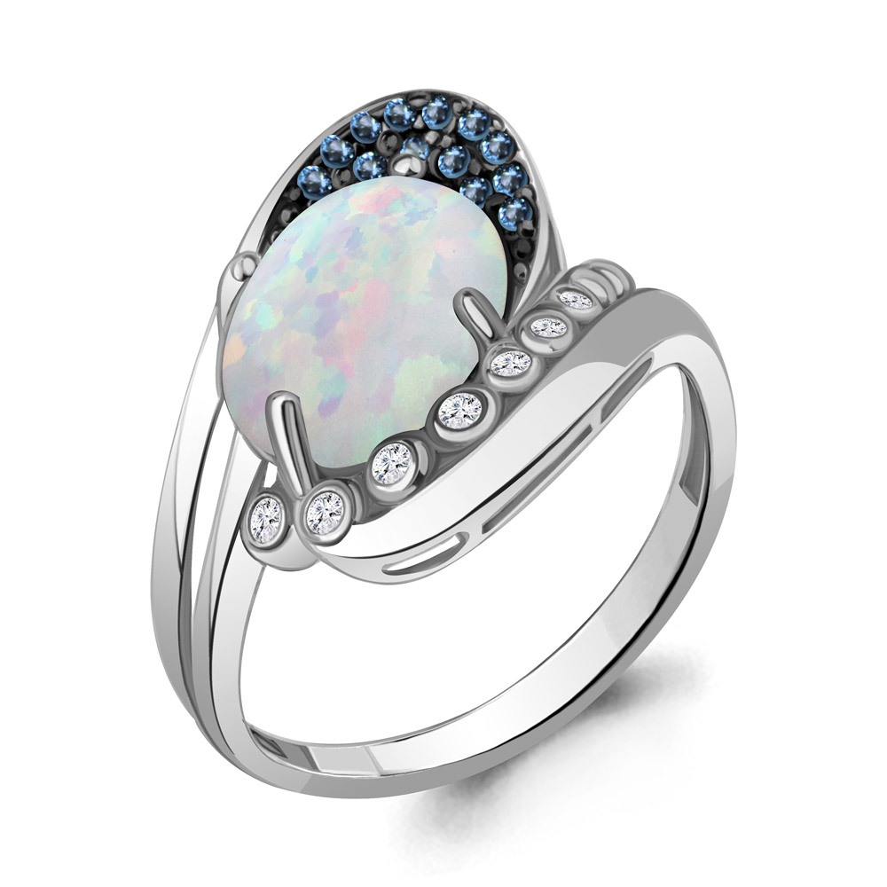 

Кольцо из серебра с сапфиром р. , Aquamarine 6900098Б_925_р, 6900098Б_925_р