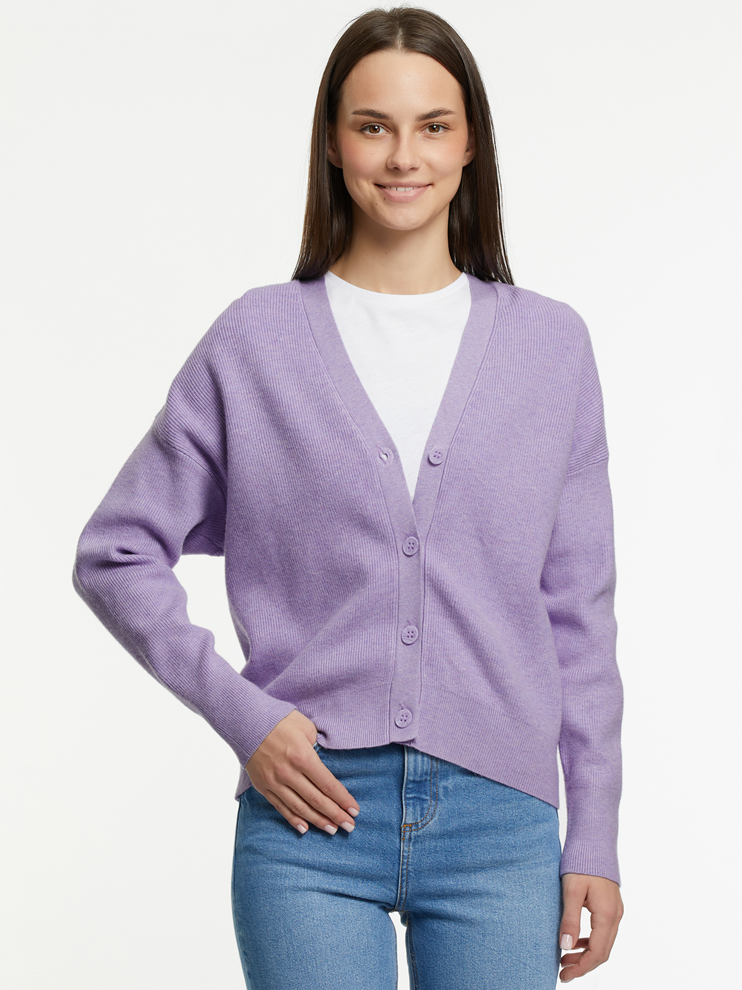 

Кардиган женский oodji 63212609 фиолетовый L, 63212609