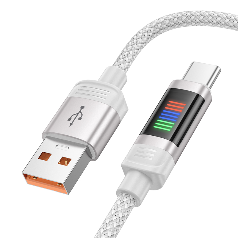 USB Кабель Type-C, HOCO, U126, 1.2м, 5A с индикацией, серый 600015856867