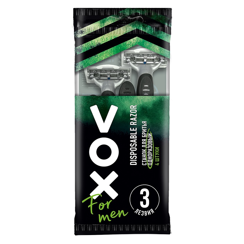 фото Станок для бритья одноразовый vox for men с тройным лезвием 4 шт