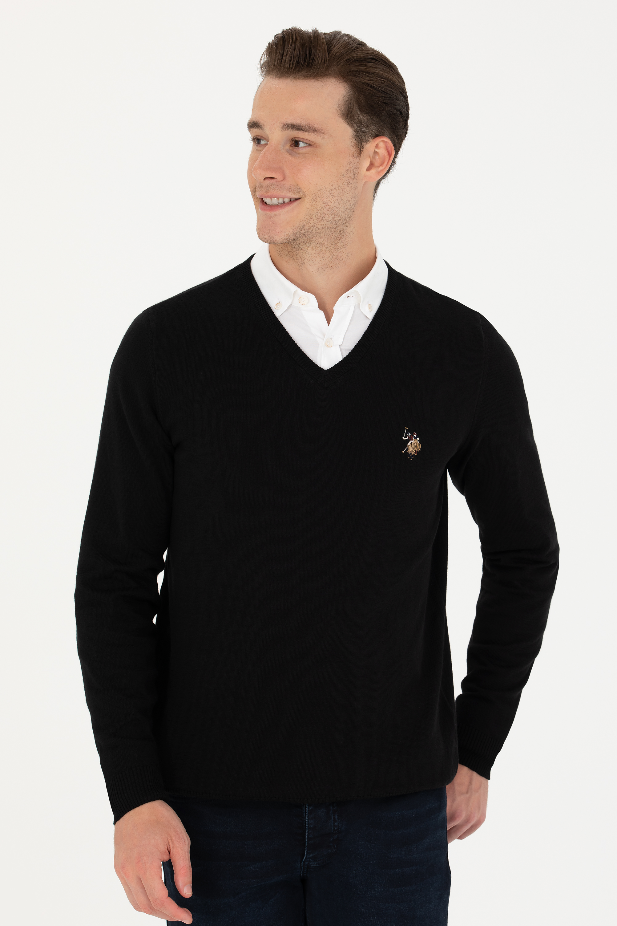 Пуловер мужской US Polo G081SZ0TK0TD03-BSK23 черный S