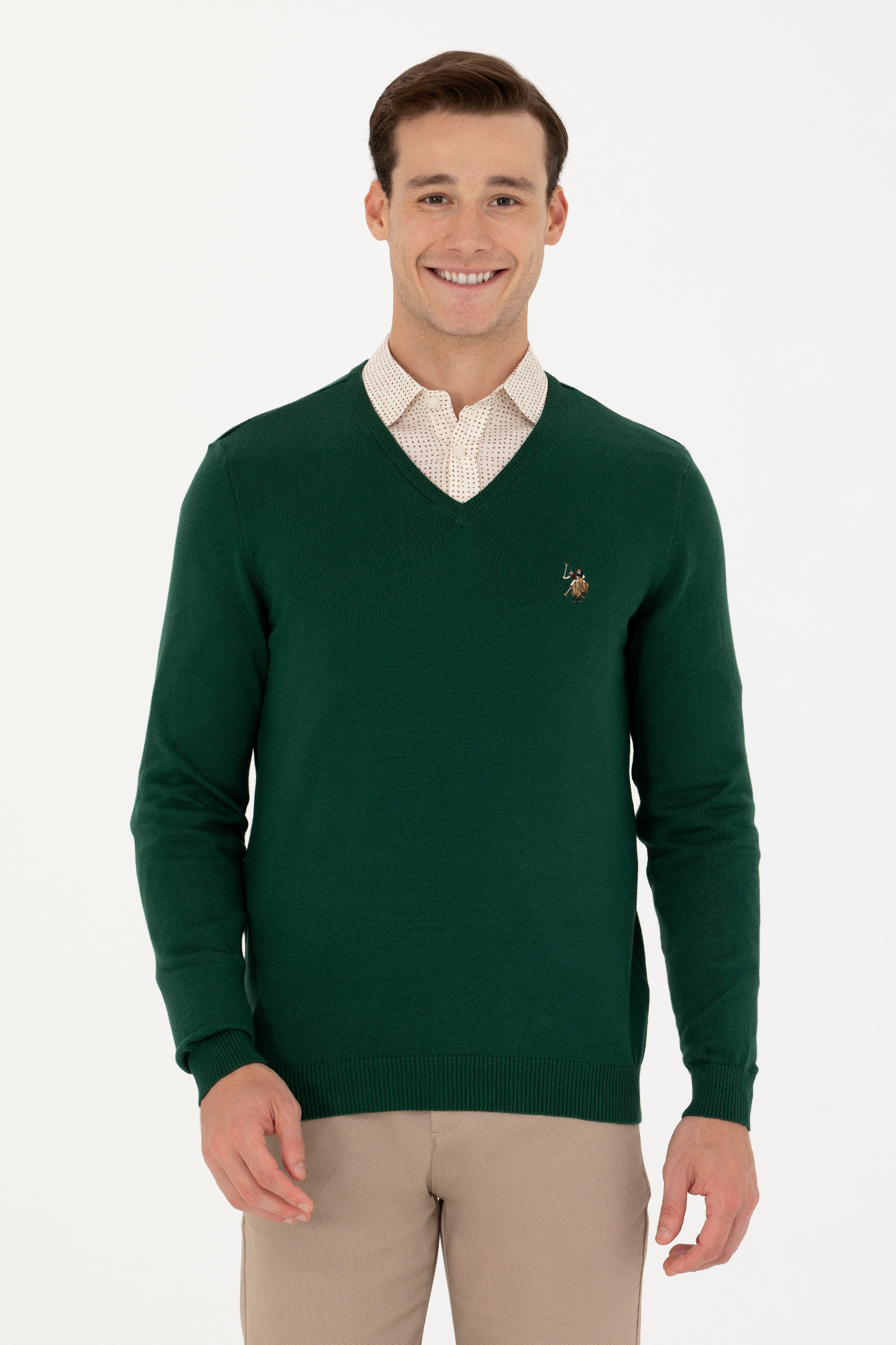 Пуловер мужской US Polo G081SZ0TK0TD03-BSK23 зеленый M
