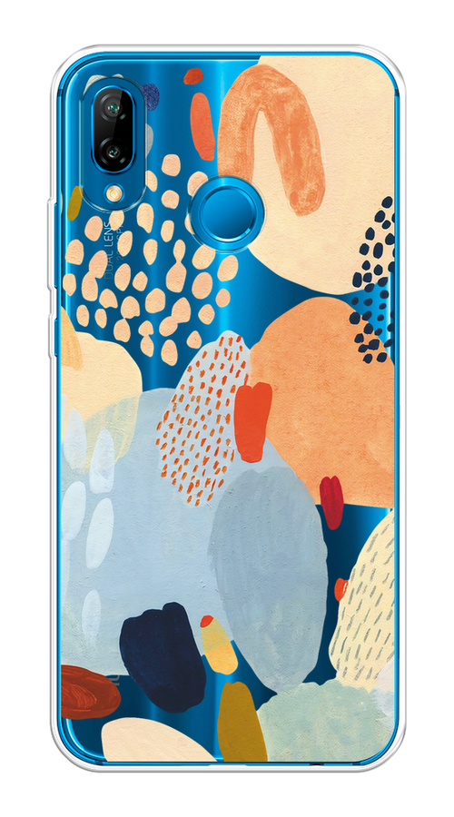 

Чехол на Huawei P20 Lite/Nova 3E "Необычная абстракция", Бежевый;голубой, 65650-1