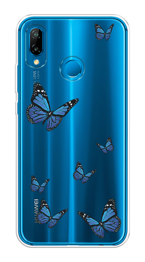 

Чехол на Huawei P20 Lite/Nova 3E "Blue butterflies", Синий;черный, 65650-1