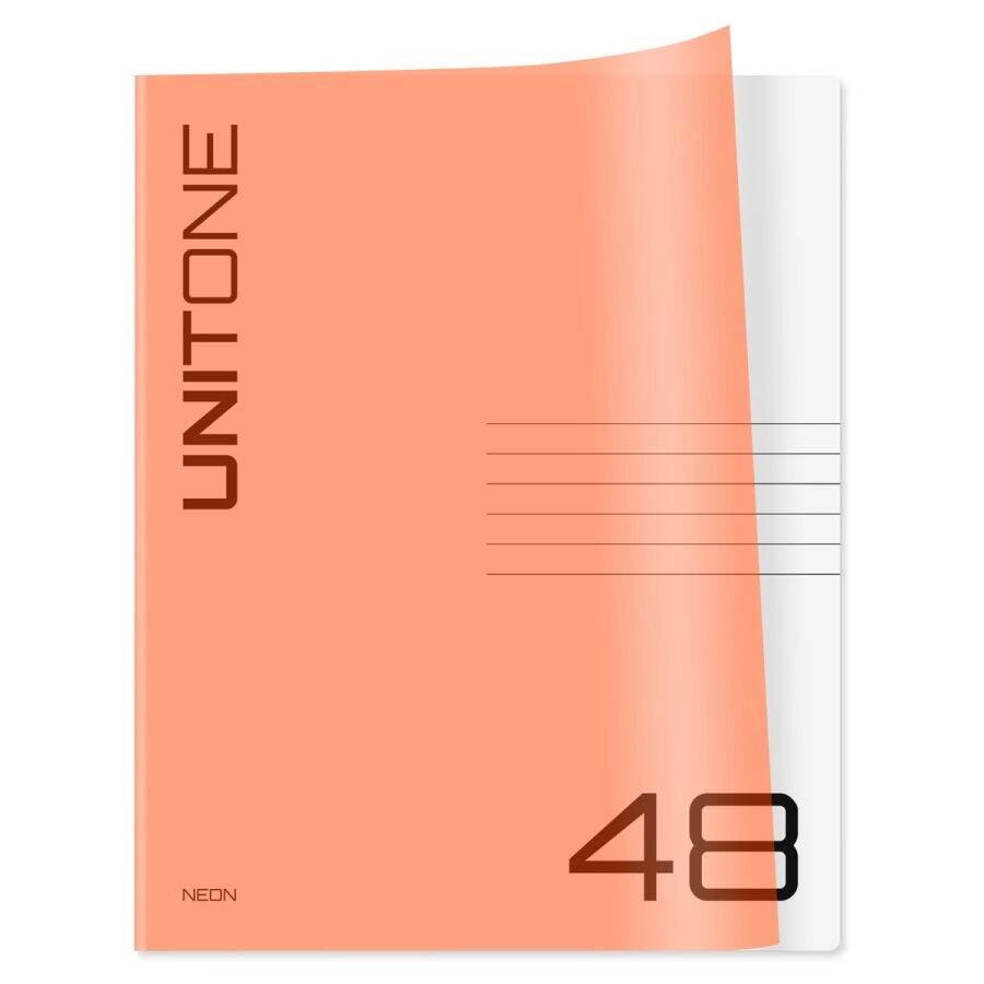 

Тетрадь 48л. клетка BG UniTone. Neon, пластиковая обложка, неон оранжевый, 8шт.