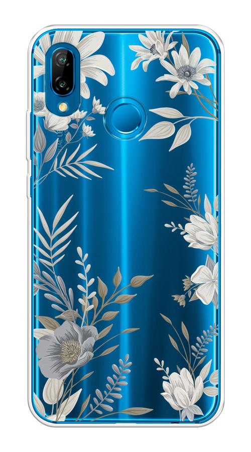 

Чехол на Huawei P20 Lite/Nova 3E "Цветы сепия", Серый;прозрачный;зеленый;белый, 65650-1