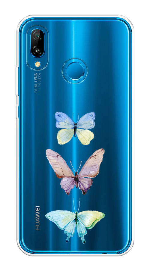 

Чехол на Huawei P20 Lite/Nova 3E "Акварельные бабочки", Бирюзовый;розовый, 65650-1