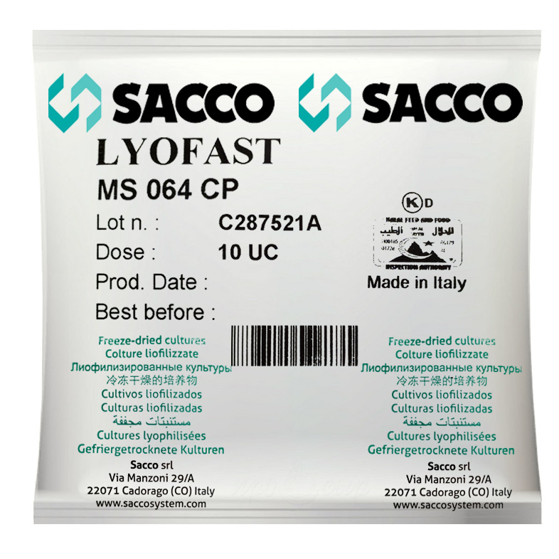 Закваска Sacco мезофильно-термофильная MS 062, 064, 66CP, CM - 10U на 2000 литров молока