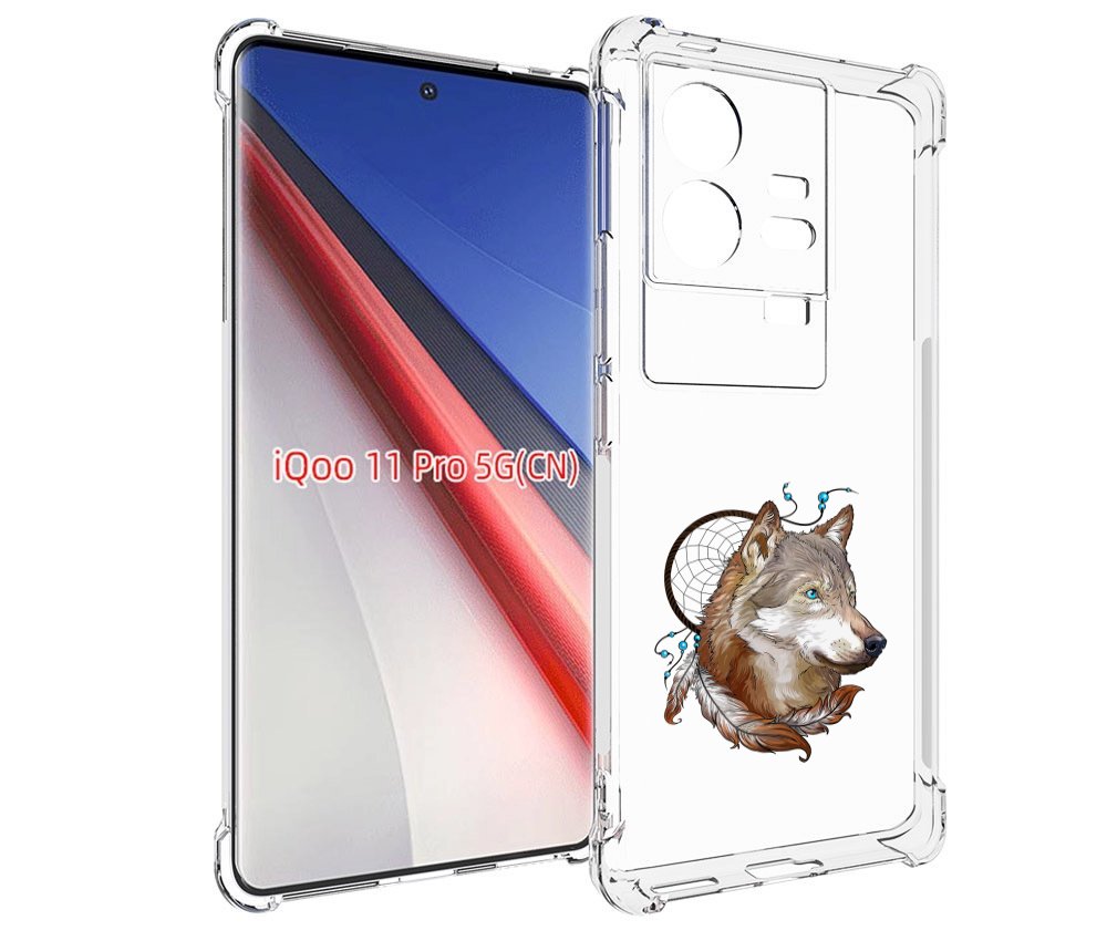 

Чехол бампер MyPads волк и ловец снов для Vivo iQOO 11 Pro проти..., Прозрачный, Tocco