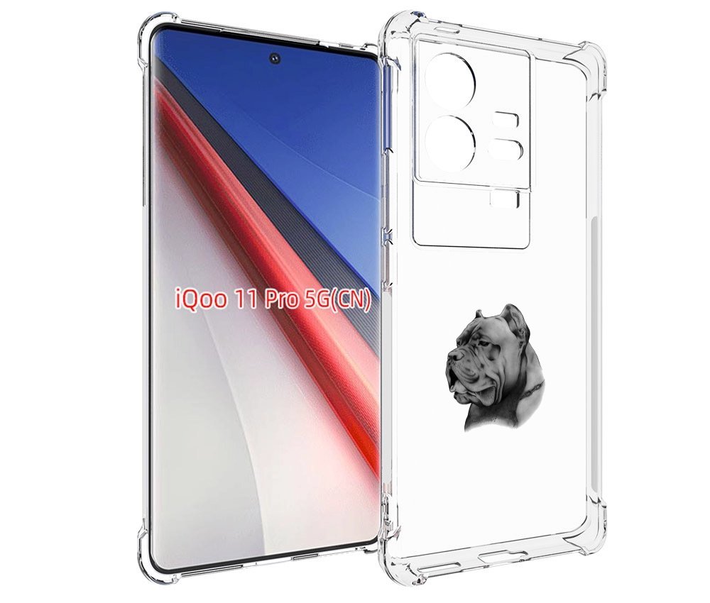 Чехол бампер MyPads грозный бульдог для Vivo iQOO 11 Pro противо...