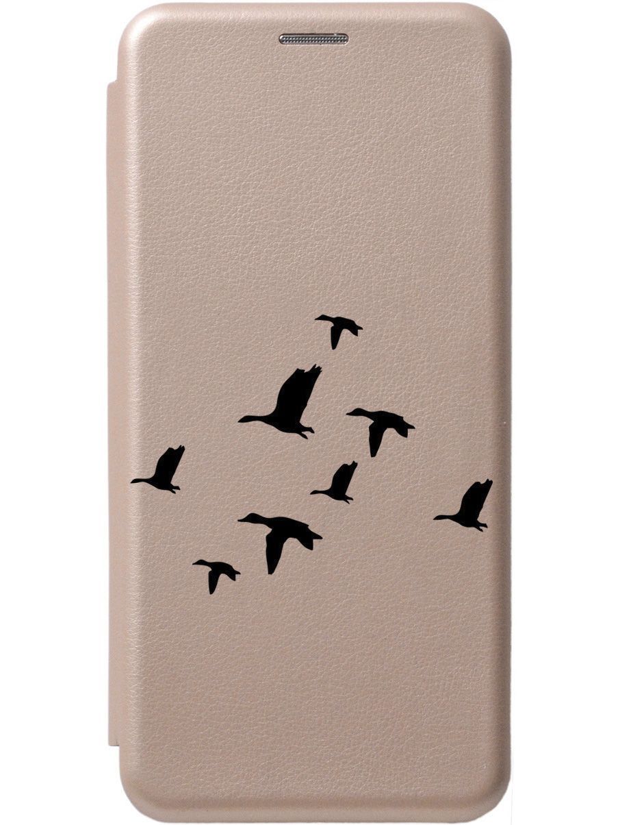 

Чехол-книжка на realme C31 с 3D принтом "Flock of Ducks" золотой, Золотистый;черный, 1571700