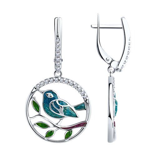 

Серьги подвески из серебра TEO MAORI 894025949, фианит/эмаль, 894025949