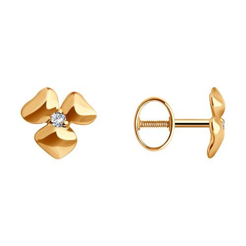

Серьги пусеты из золота TEO MAORI 8200450, фианит, 8200450