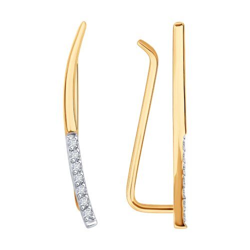 

Серьги клаймберы из золота TEO MAORI 8200503, фианит, 8200503