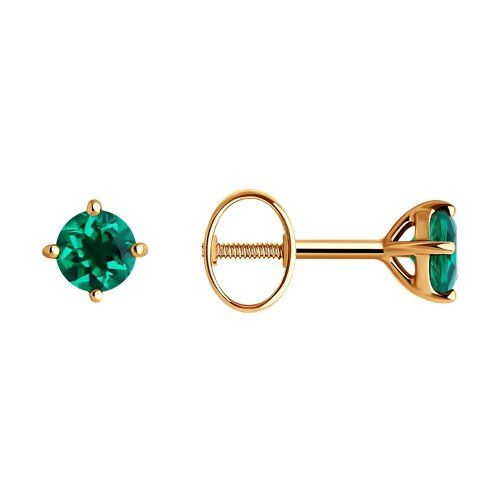 

Серьги пусеты из золота TEO MAORI 8728735, изумруд искусственный, 8728735