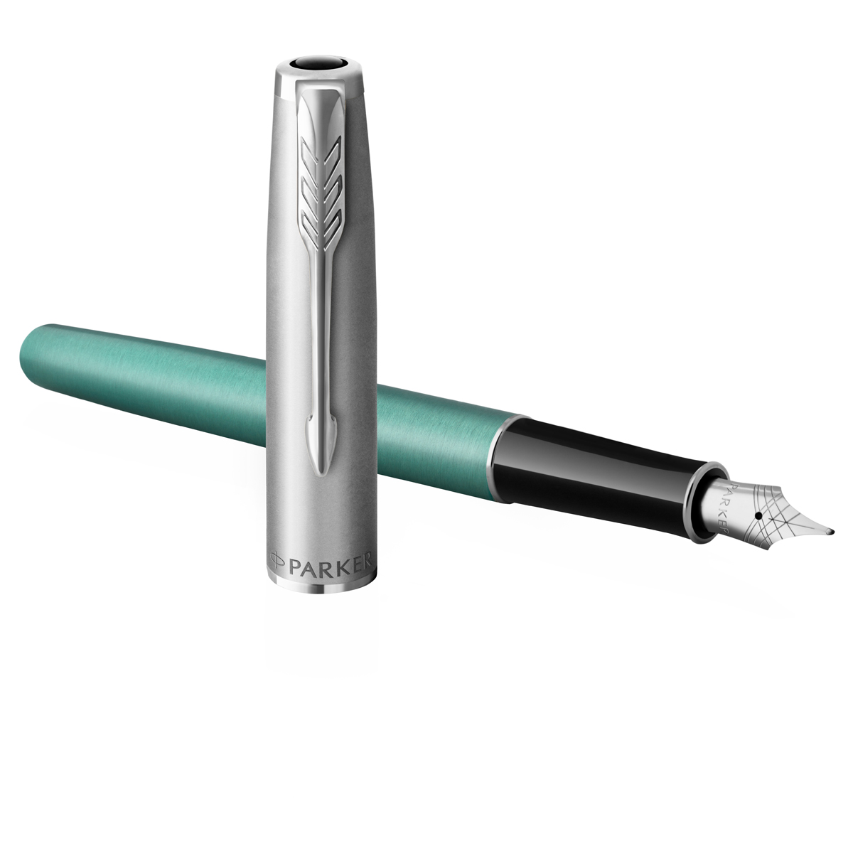 Ручка перьевая Parker Sonnet Sand Blasted Metal&Green Lacquer черная, 0,8мм 100063892309