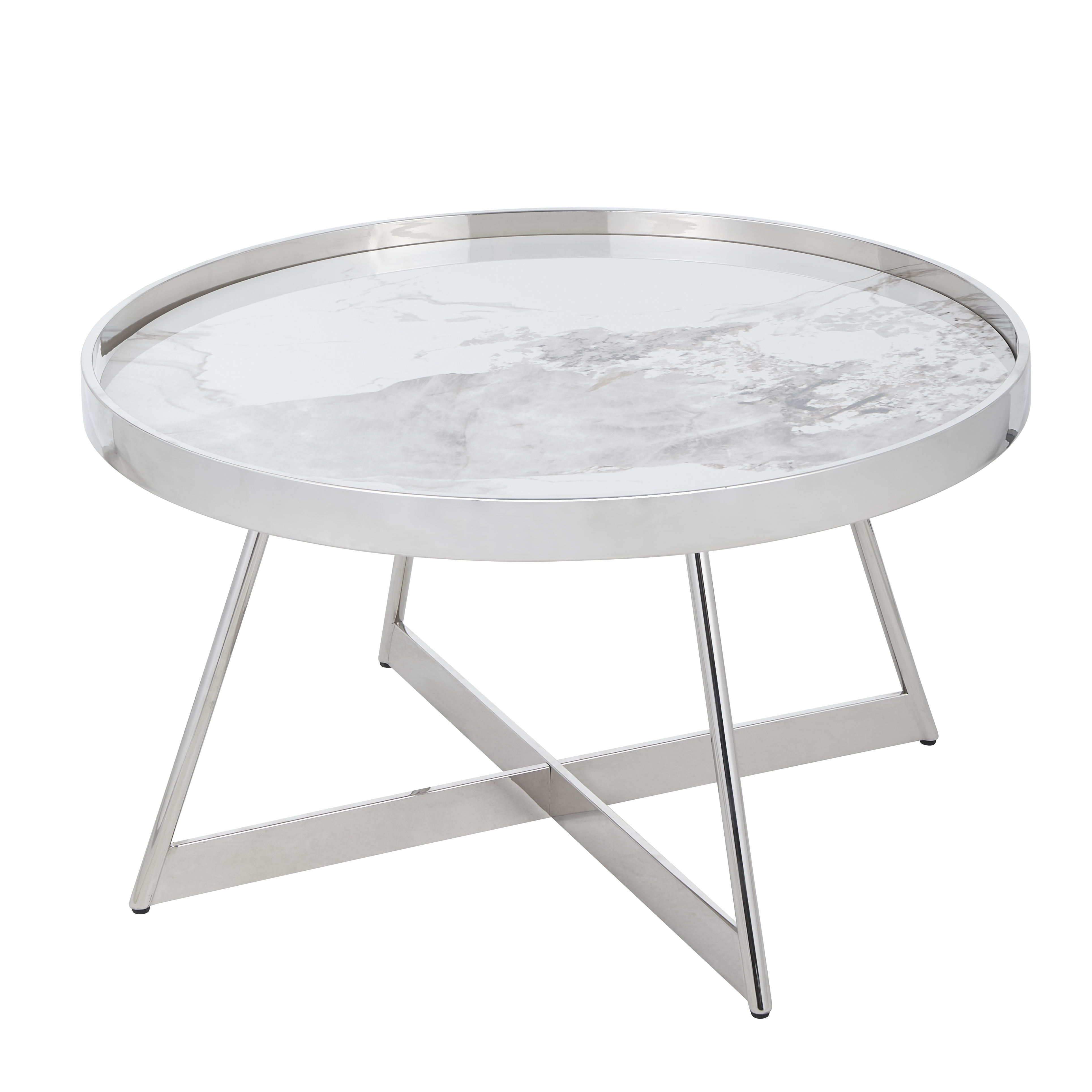 

Столик журнальный Stool Group Гера 80х80, белая керамика, сталь серебро, Гера