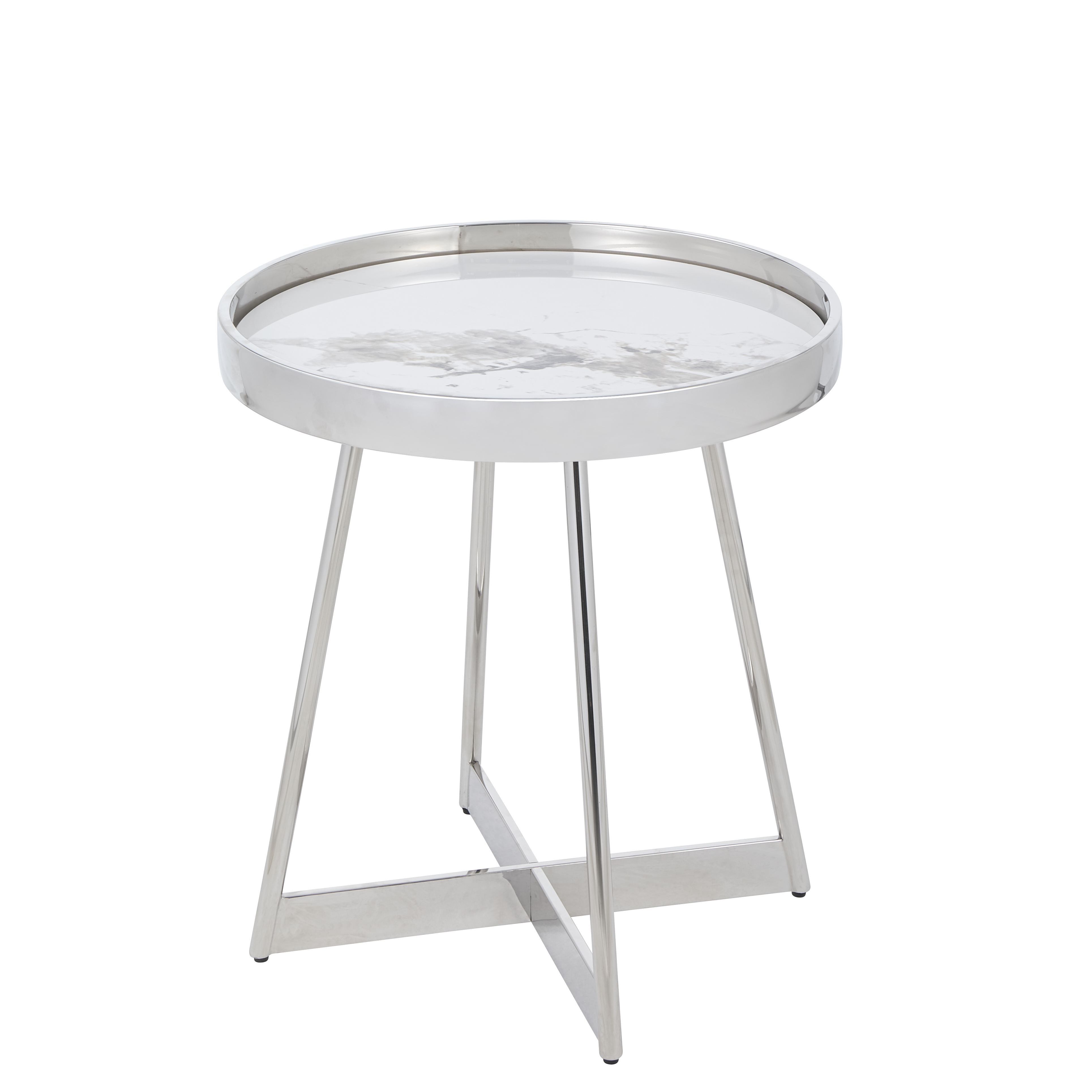 

Столик журнальный Stool Group Гера 50х50, белая керамика, сталь серебро, Гера