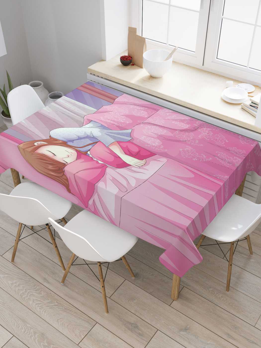 

Скатерть прямоугольная JoyArty "Долгожданный сон" из оксфорда, 120x145 см, Розовый, Долгожданный сон