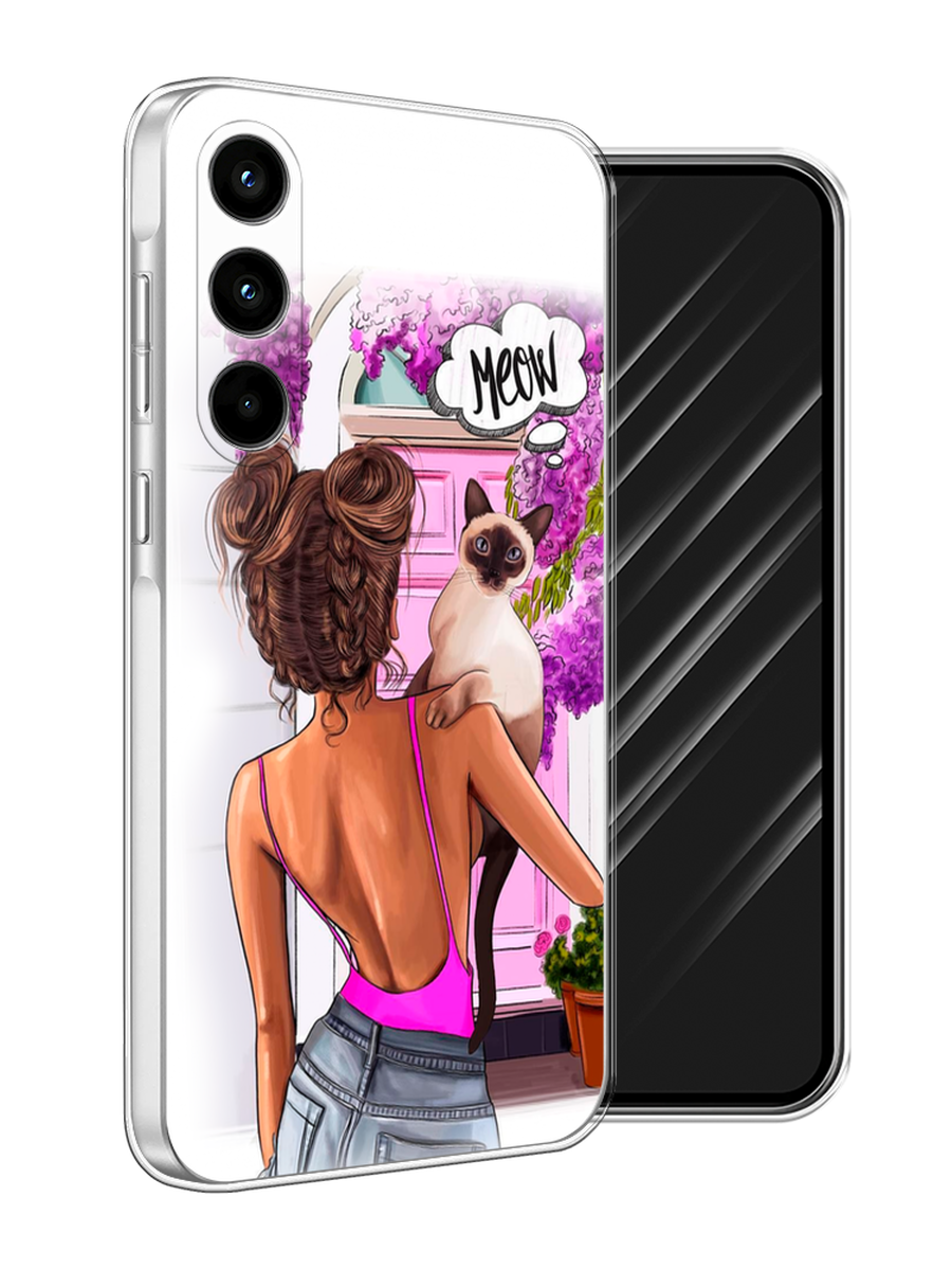 

Чехол Awog на Samsung Galaxy A35 5G "Девушка с кошкой", Розовый;коричневый, 2109350-1