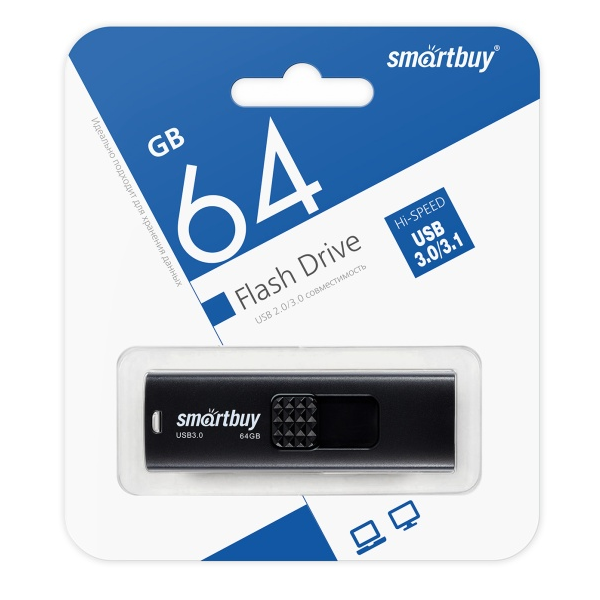 

Флешка Smart Buy "Fashion" 64GB, USB 3.0 Flash Drive, черный